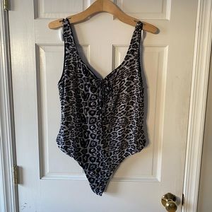 Grey leopard bodysuit